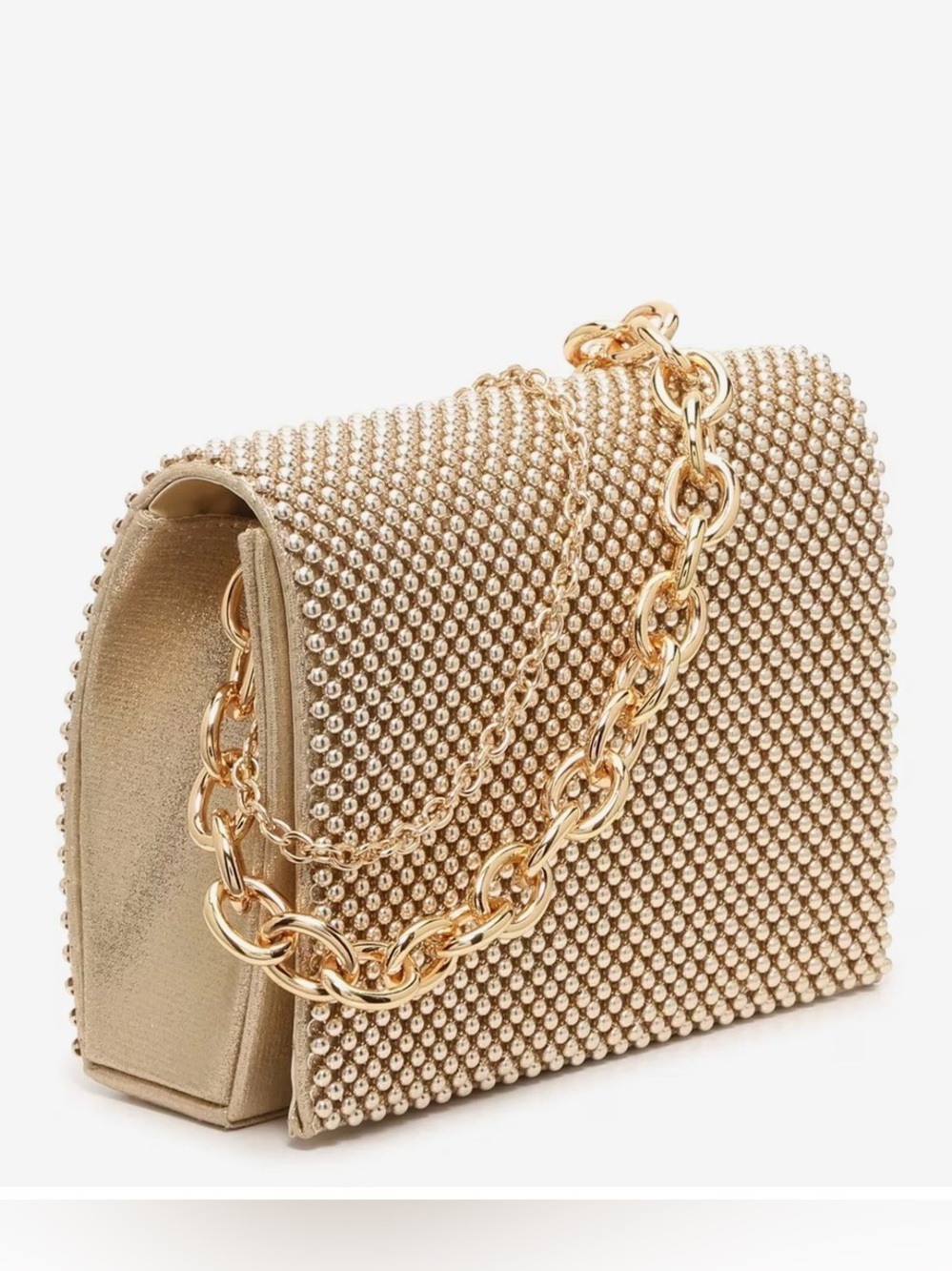 Gold Beaded Chain Shoulder Bag